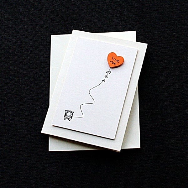 Love Moo - Handcrafted Anniversary Card - dr18-0002