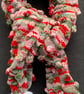Hand Knitted Candy Canes and Snowballs Bobble Scarf