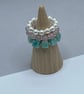 3 stretchy stacker rings with shell pearl, rose quartz and amazonite - Image 1