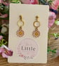 Pink Flower Dangle Earrings, Enamel Floral Charms, Handmade Jewellery