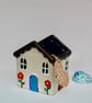 Seaside Cottage – Hand Painted Ceramic House Planter – Coastal Home Decor