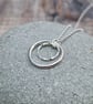 Sterling Silver 2 Circle Smooth and Twisted Necklace - JBJ2045 - Image 3
