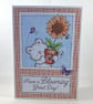 Bear with sunflower birthday card