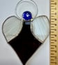 Stained Glass Heart Angel - Deep maroon with white striped wings - Image 8