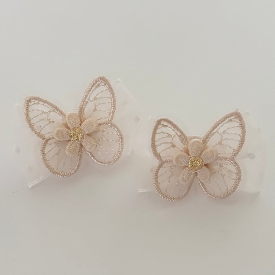 Beige Butterfly Hair Bobbles 