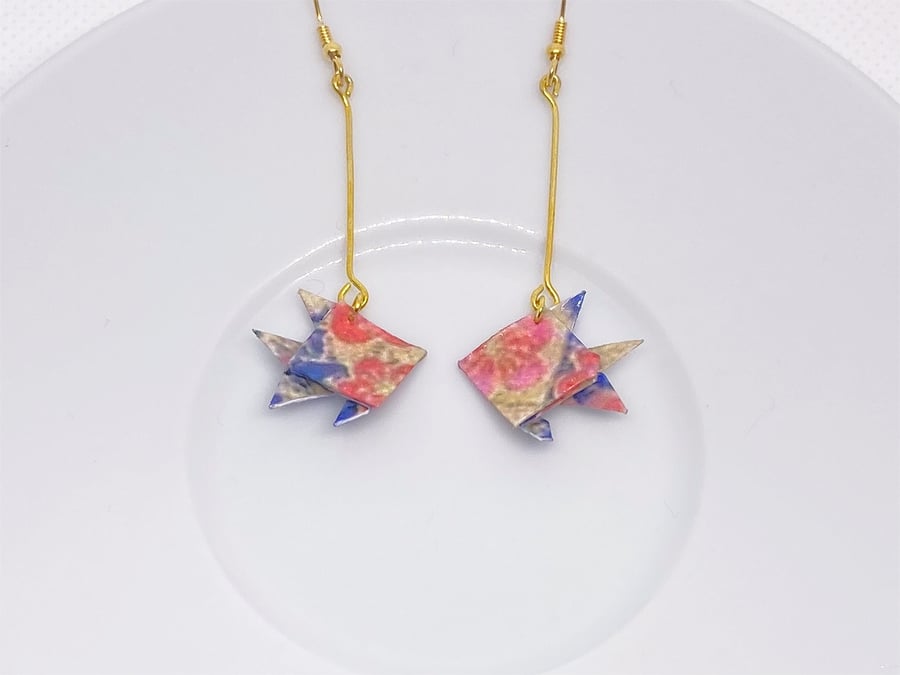 Origami Fish Earrings, Paper Fish Earrings, Tiny Earrings, Fish Earrings
