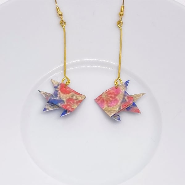 Origami Fish Earrings, Paper Fish Earrings, Tiny Earrings, Fish Earrings