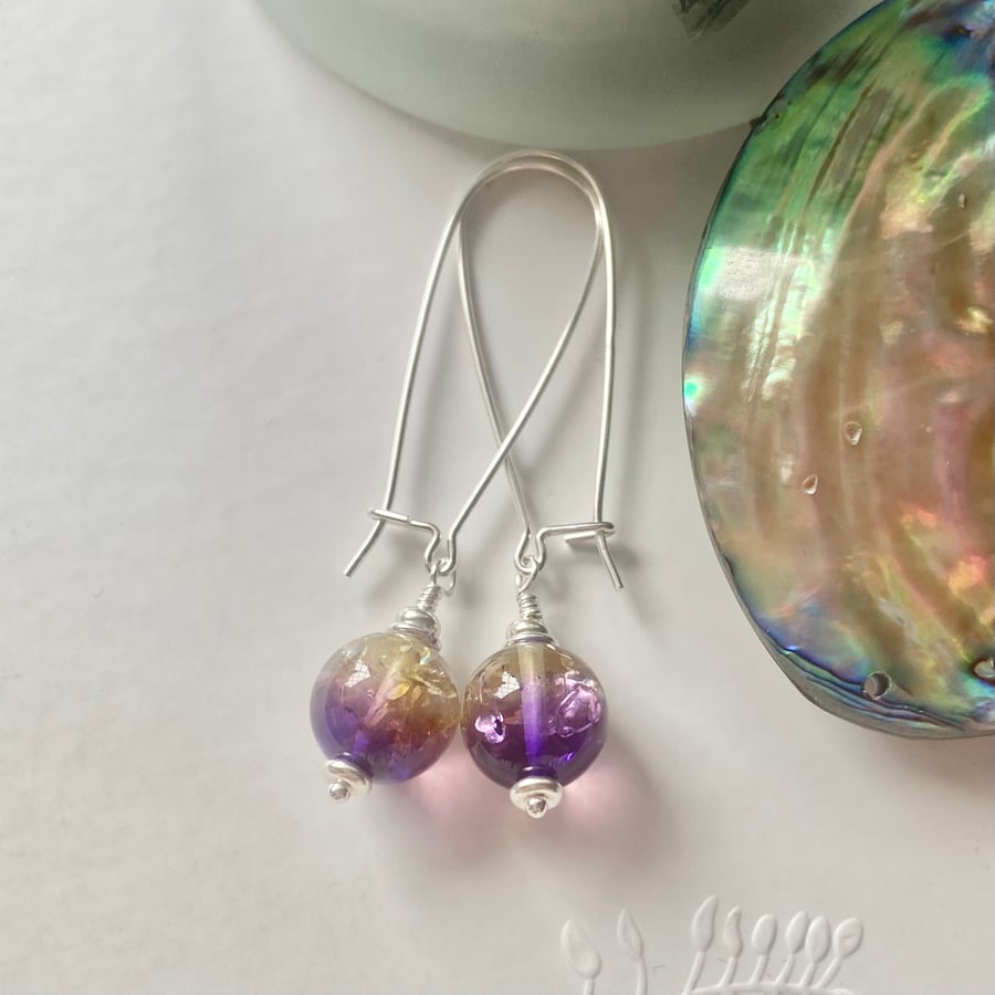 Violet Baltic Amber sterling silver earrings