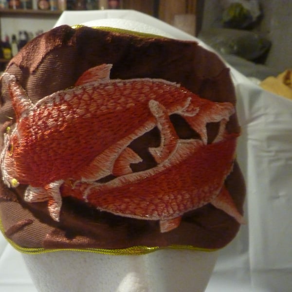 Luxury Oriental Carp  Embroidered Sleep Mask Padded Adjustable 