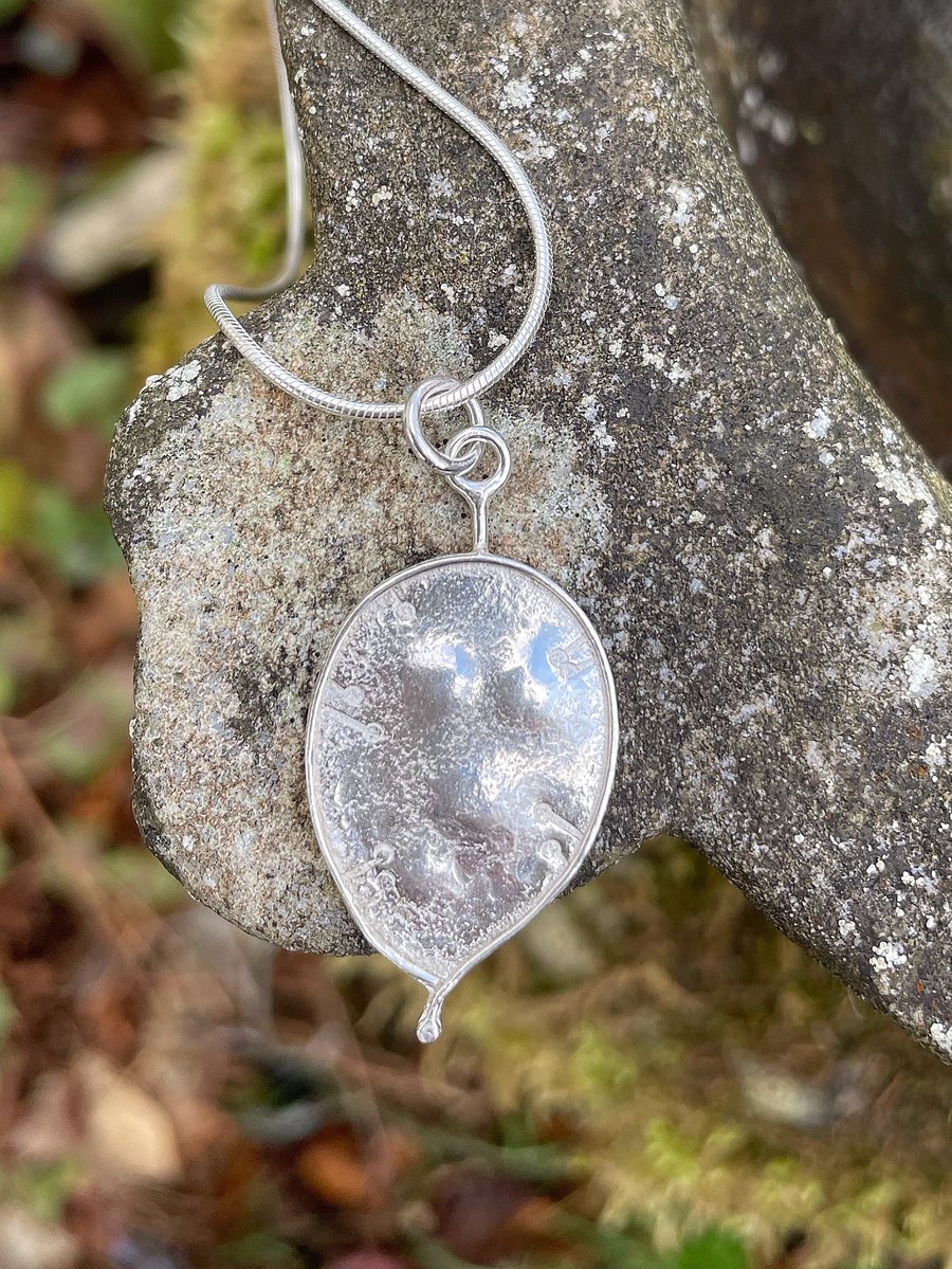 Sterling silver honesty pod pendant and chain
