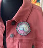 Handmade and hand painted fabric pin brooches with Pearl Nautilus design  - Image 3
