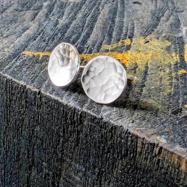 STERLING SILVER disc stud earrings, Handmade Urban Jewellery