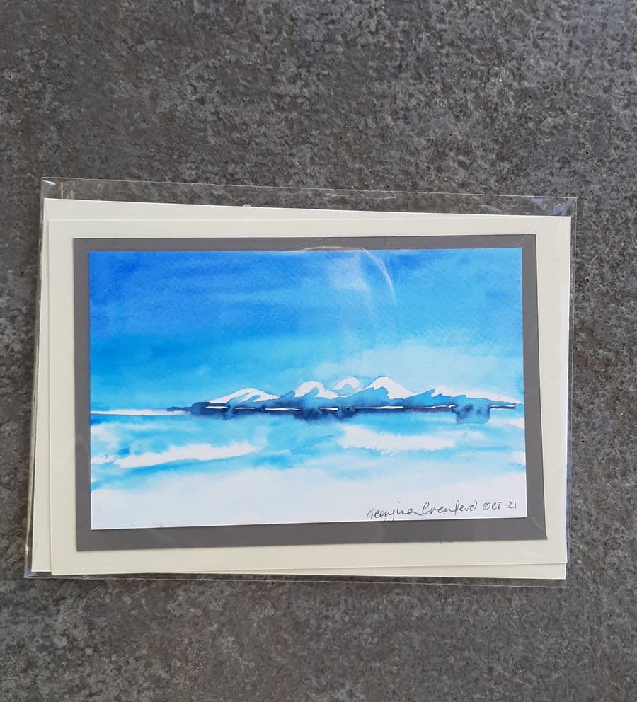 Blank Handpainted Card Original Watercolour