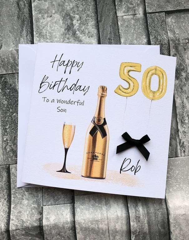 Personalised Champagne Birthday Card For Him Her Husband Dad Brother 40th 50th 