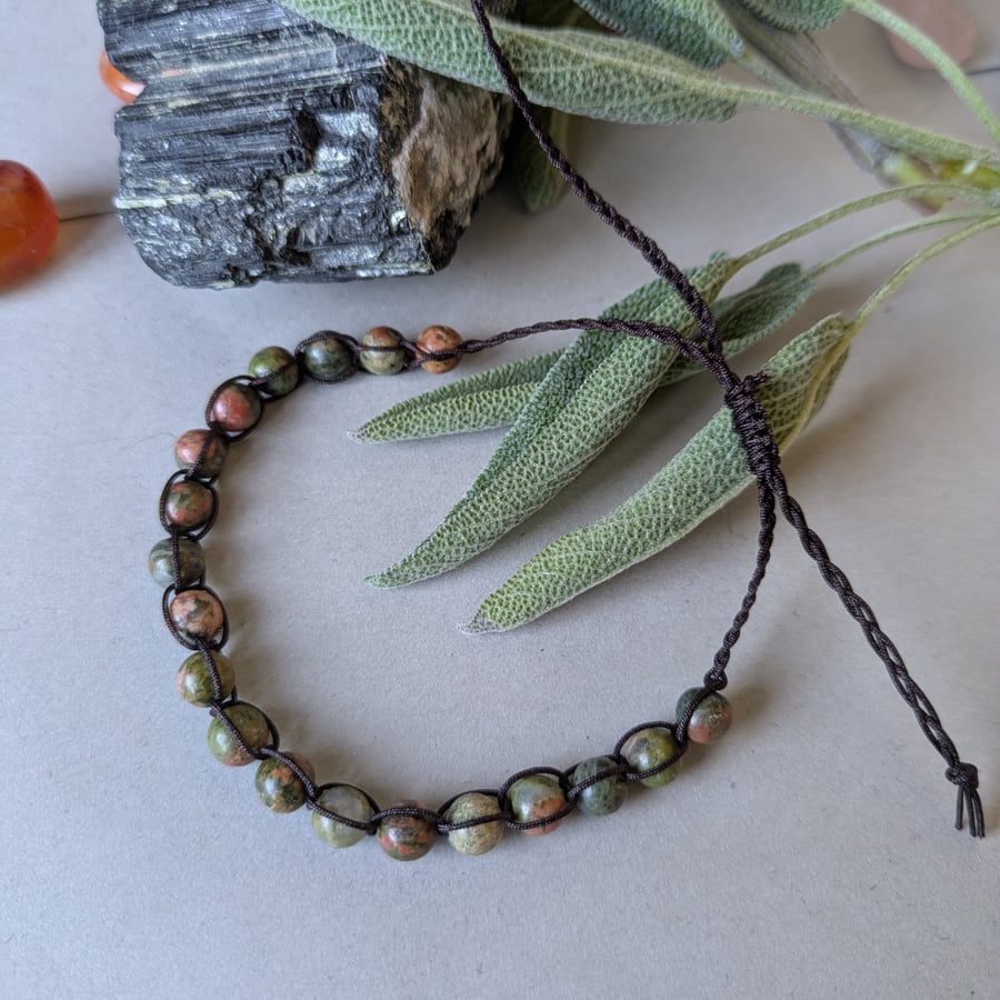 Green chalcedony adjustable bracelet for self doubt and emotional balance