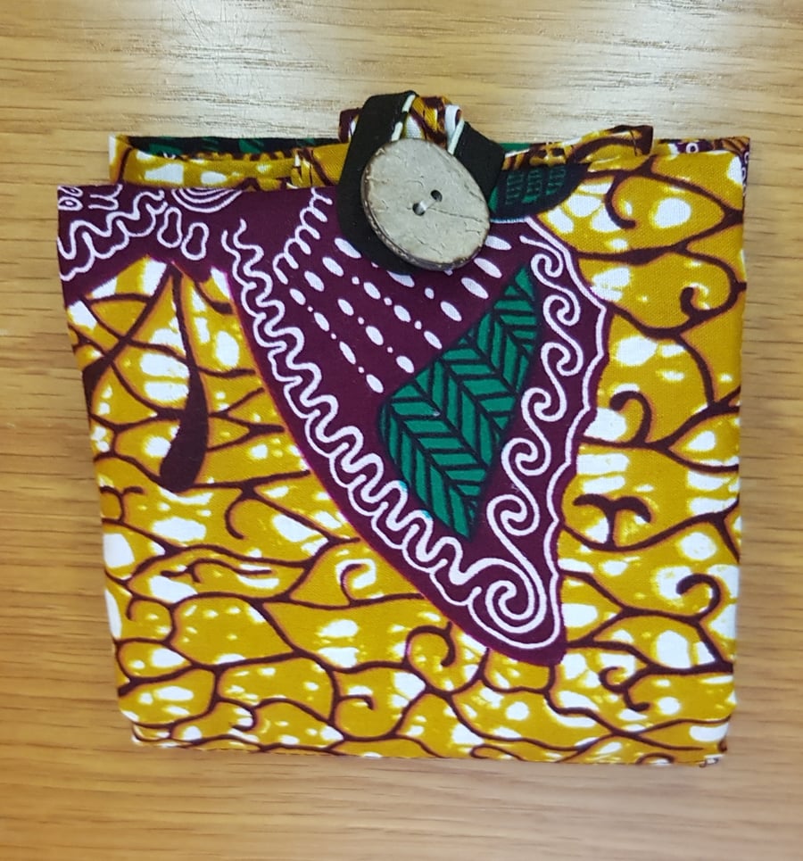Folding tote bag: African fabric butterflies 