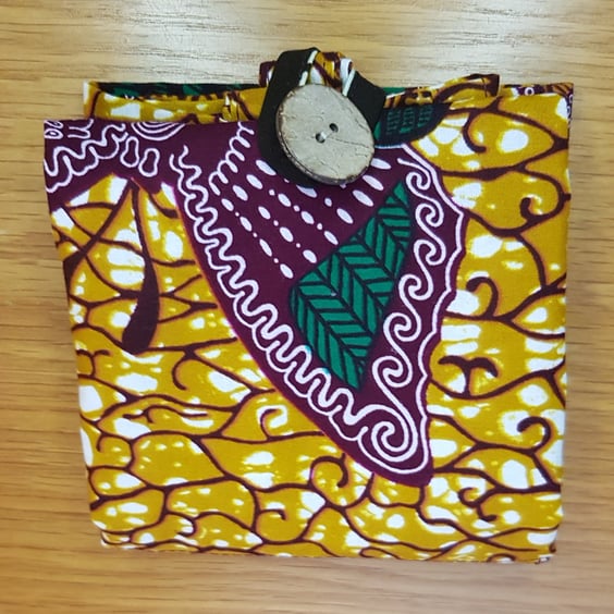 Folding tote bag: African fabric butterflies 