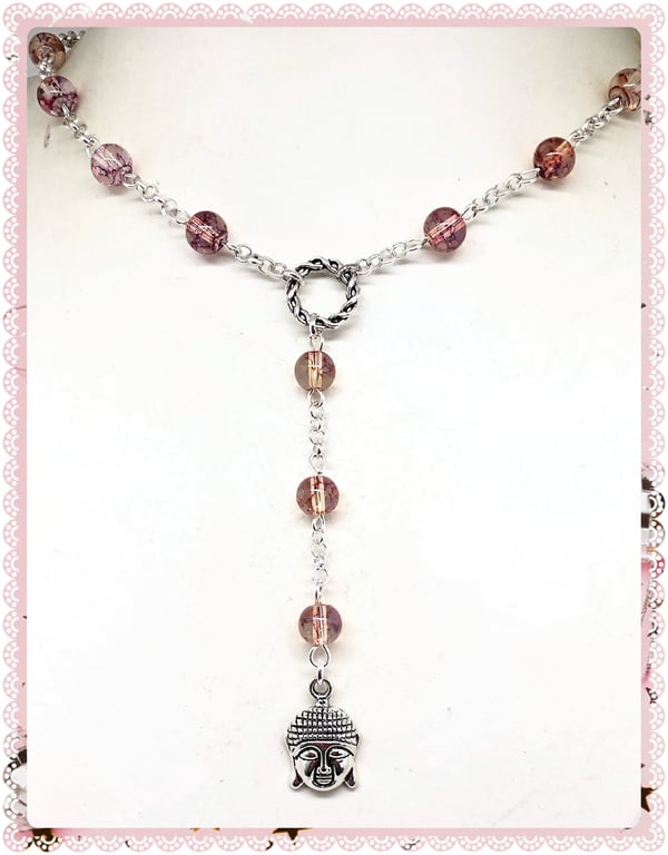 One of a Kind Beaded Y shaped Buddha necklace 