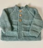 Baby cardigan 0-3 months soft green grey colour - Image 1