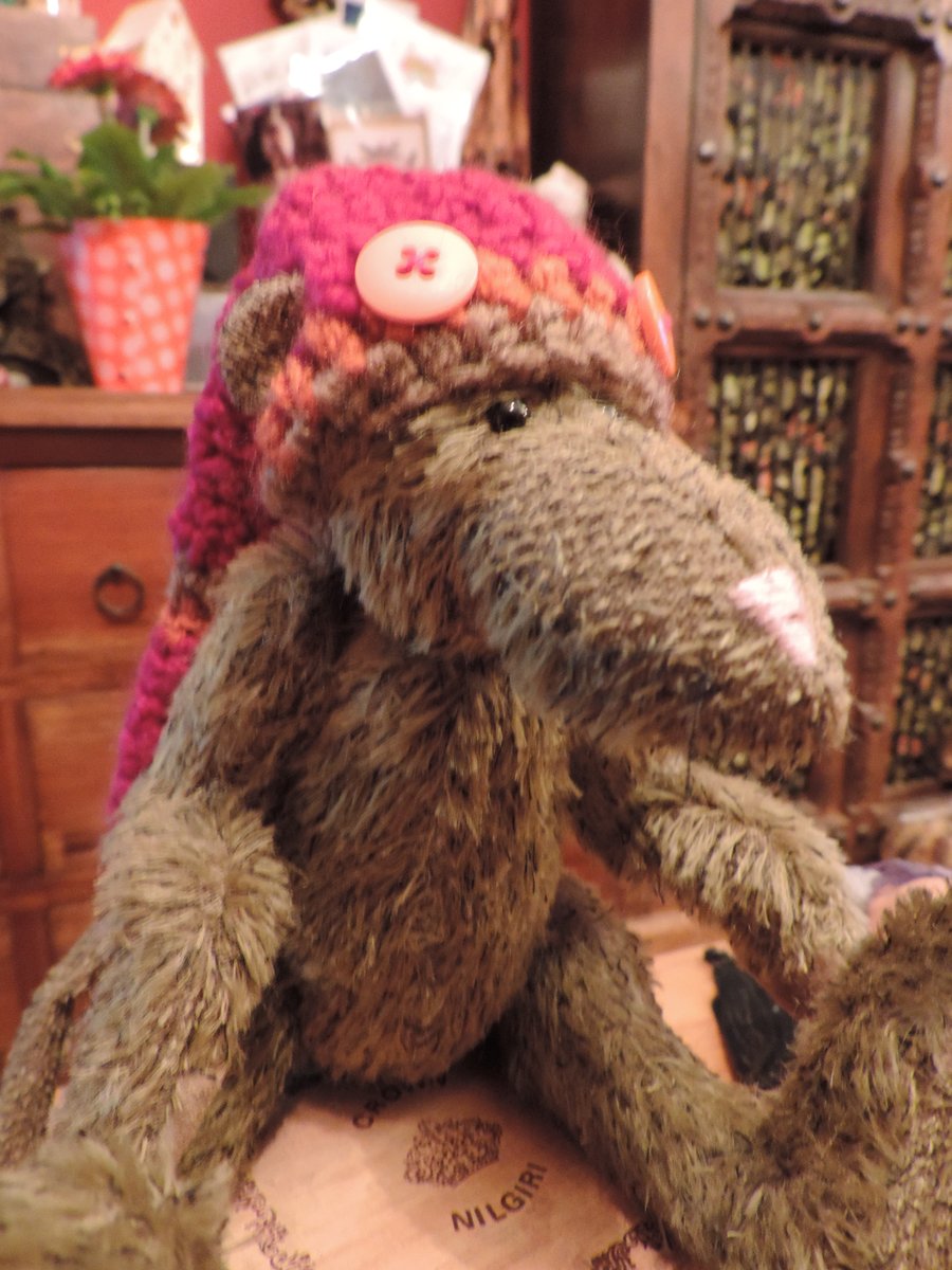 Mr Rat in a hat!  Made of Mohair and fully jointed