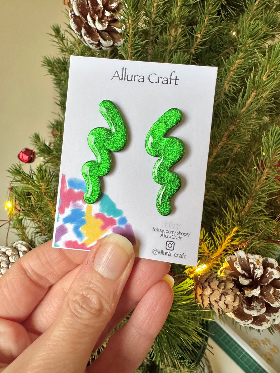Squiggle Abstract Tree Stud Earrings