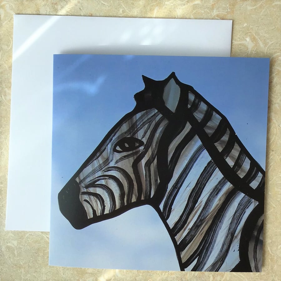 Greetings Card - Stained glass 'Zebra'                           
