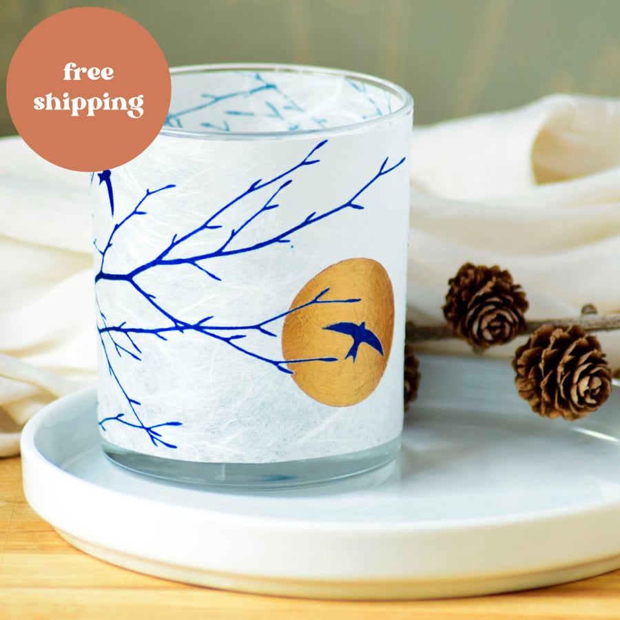 Gold Collection Swifts Cyanotype candle holder, Christmas gift