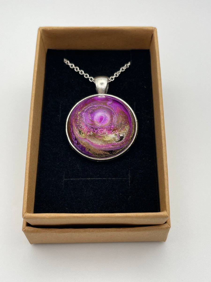 Purple and gold swirl necklace