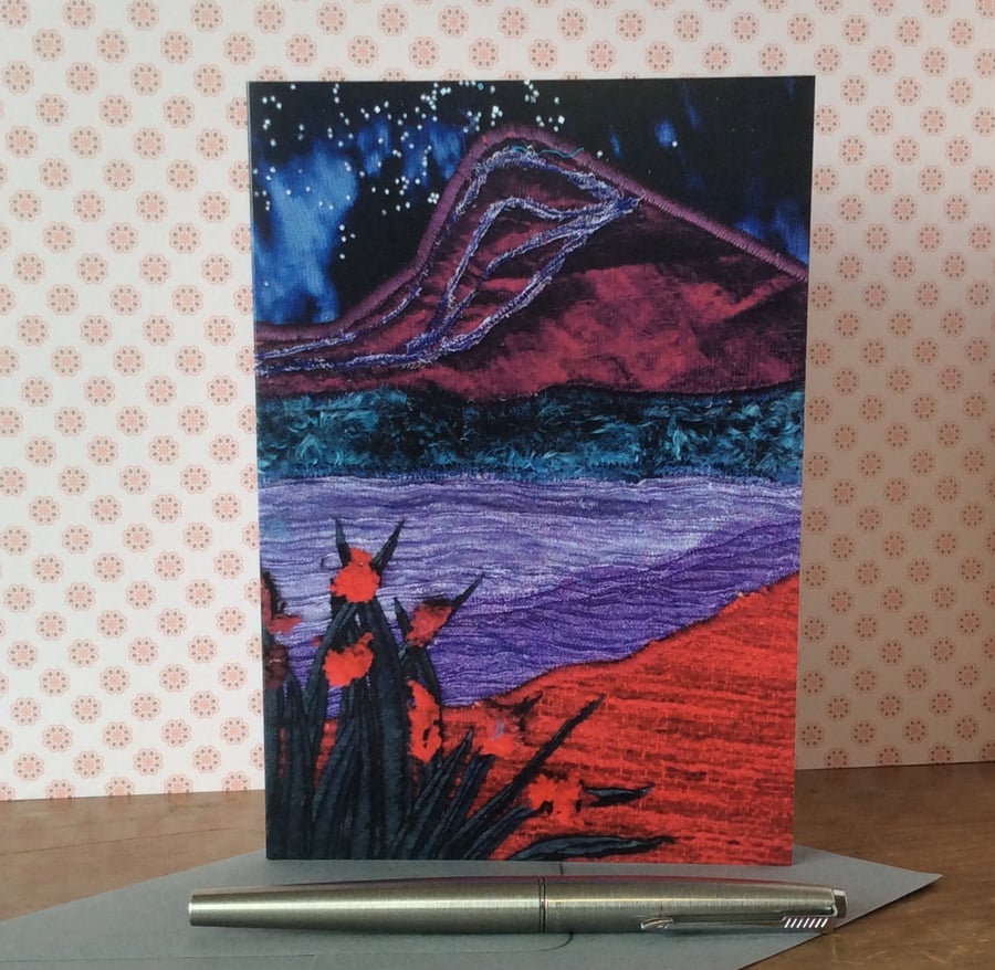 Moonlit landscape blank card. 