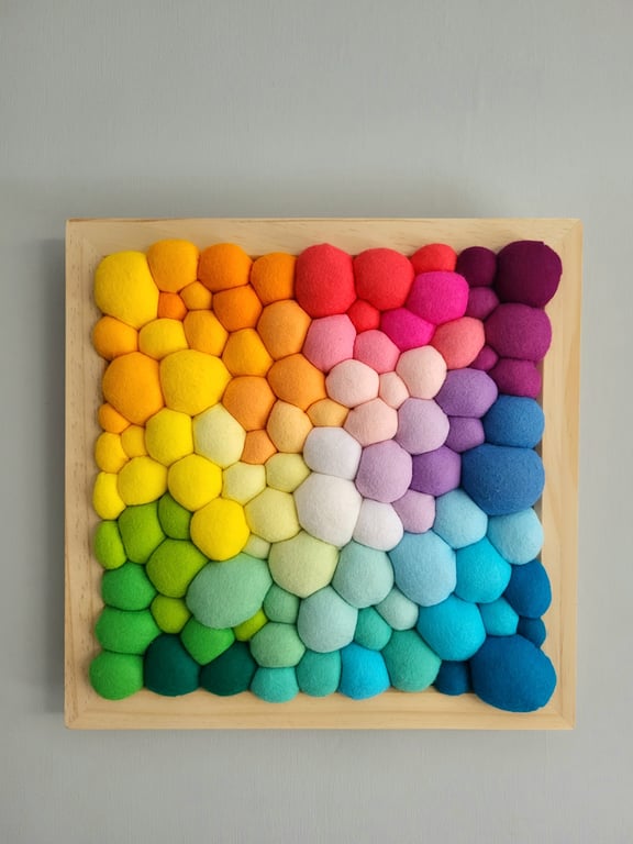 Random Rainbow Wall Art - Abstract Tactile felt Blobs