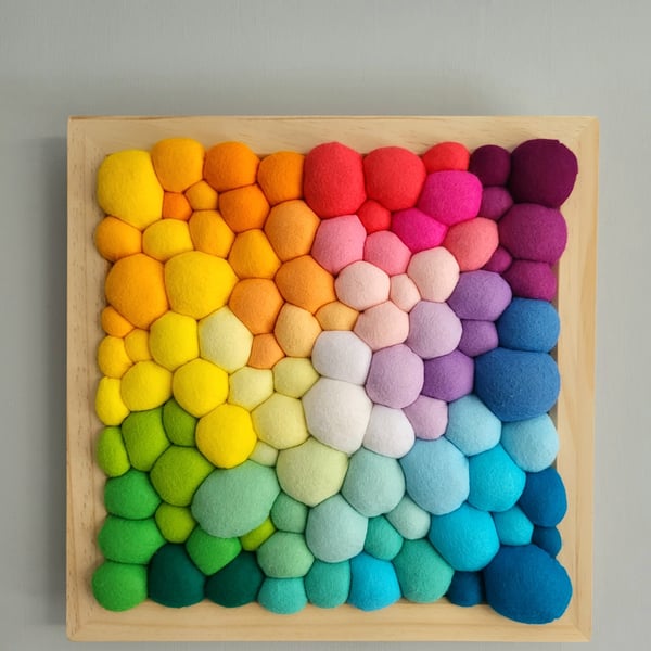 Random Rainbow Wall Art - Abstract Tactile felt Blobs