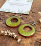 handmade Ceramic Hoop Earrings, Bright Green Clay Hoops, Made From Foraged Clay - Image 3