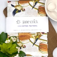 Goldfinches with Teazles Cotton Tea Towel