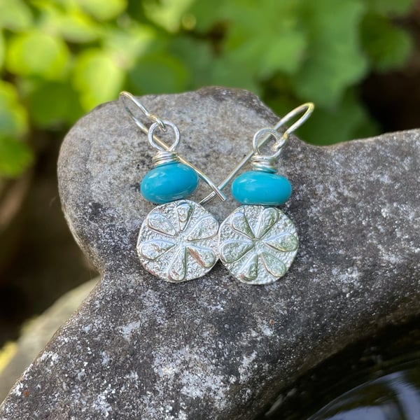 Sterling silver and turquoise Flower earrings
