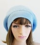 Sky blue baggy beanie hat for women, fall beret, knitted tam - Image 2