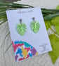 Monstera Leaf Pearlescent Green Earrings - Image 6