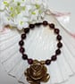 Garnet with Rose Charm Bracelet