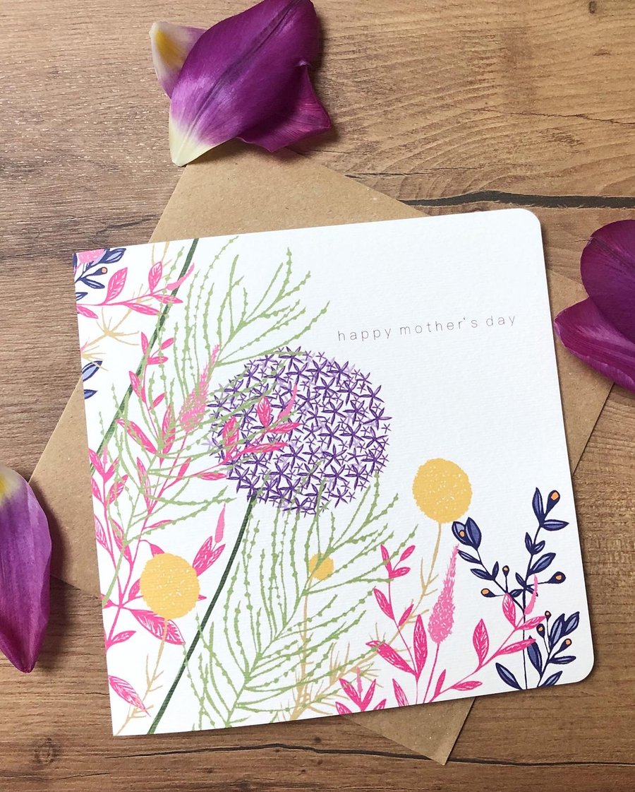 Mother’s Day Card - Allium Garden Design - Folksy