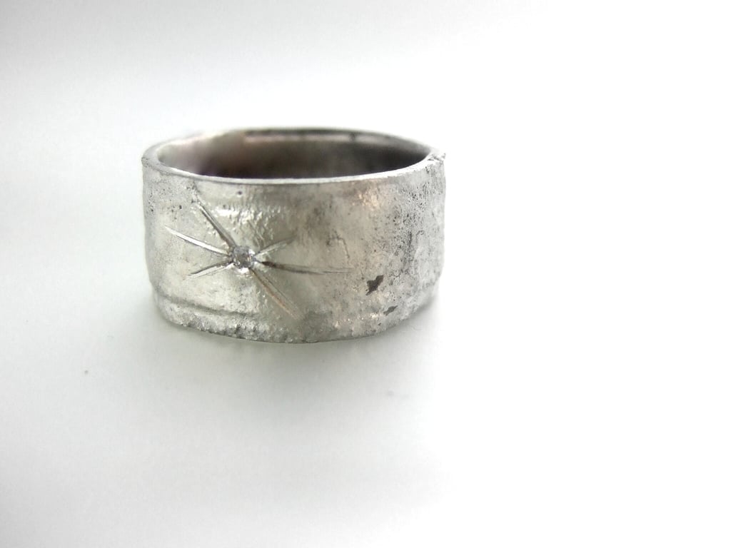 STERLING SILVER Diamond Ring, Handmade Urban Jewellery Design
