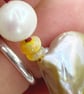 Ivory Pearl Necklace with Nucleated Pearl Pendant with Opals  - Image 7