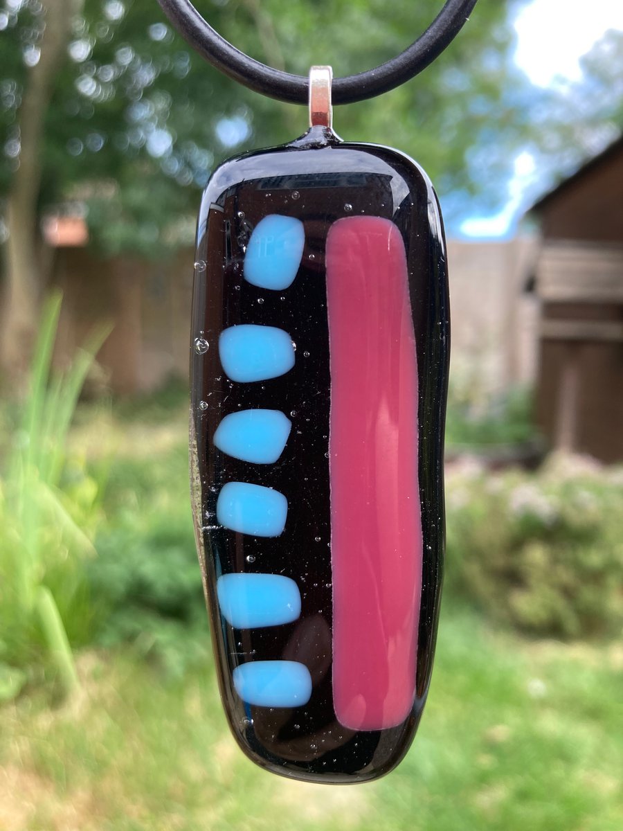 Fused glass necklace pendant 