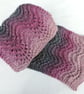 Sale  Knitted Scarf Wavy and Lacey rose pink, pale pink, grey, brown