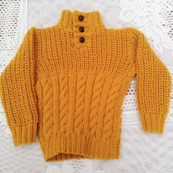 Cable and Fisherman's Rib Pattern Hand Knitted Children's Jumper, Child's Jumper