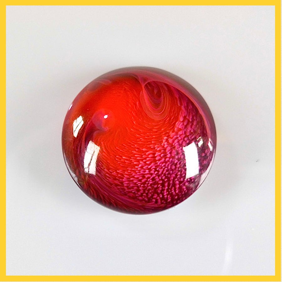 Small Round Red Cabochon, hand made, Unique, Resin Jewelry - S88