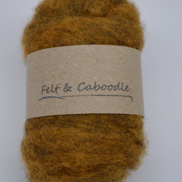 Carded Corriedale wool colour mix, copper