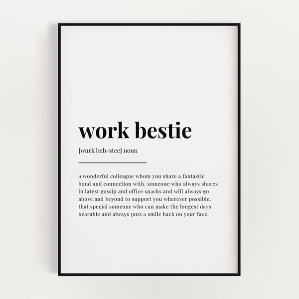 WORK BESTIE DEFINITION PRINT, Quote Print, Wall Art Print, Best Friend Gift