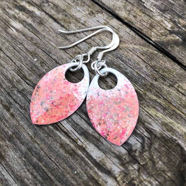 ‘Candy’ enamel scale earrings. Sterling silver. 