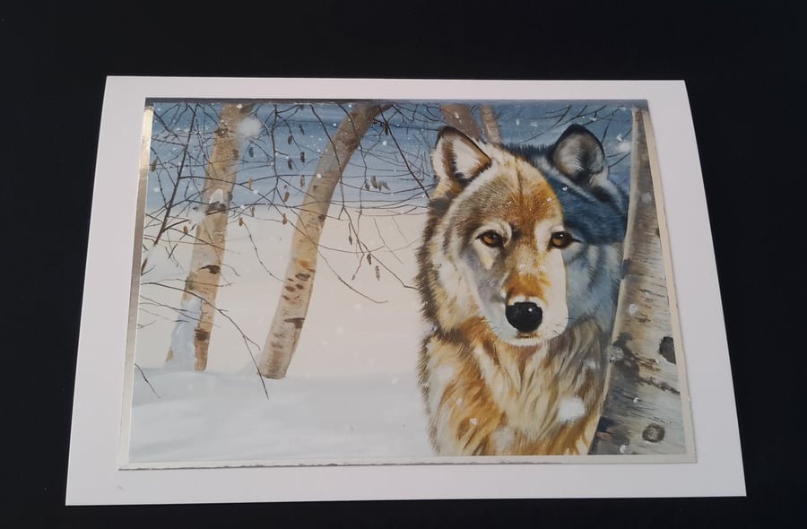 Wolf Blank Greeting Card - Artwork by Pollyanna Pickering