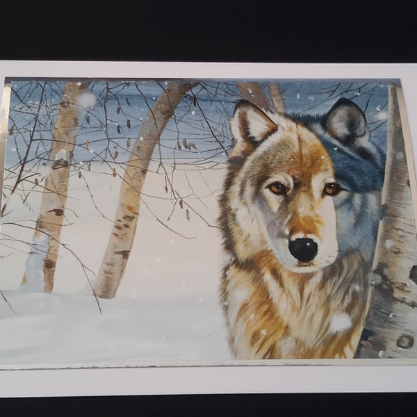 Wolf Blank Greeting Card - Artwork by Pollyanna Pickering