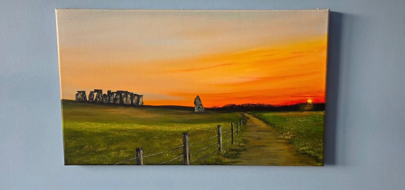 Stonehenge at sunrise on canvas